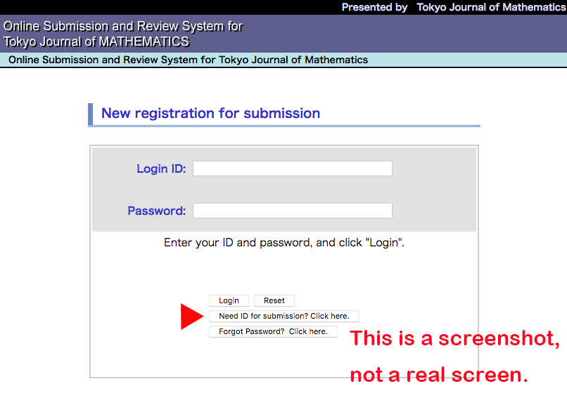 A screenshot of the login page